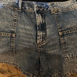 Women’s Washed Denim Carpenter Shorts - Blue